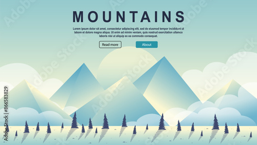 Winter sport vacation and outdoor recreation template. Concept website design for travel agency.