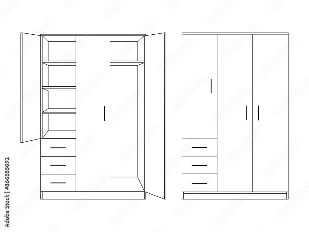 Wardrobe Outline icon vector. Wardrobe vector design and illustration. Wardrobe Outline isolated on white background Wardrobe Outline icon vector. Wardrobe vector design and illustration. Wardrobe Outline isolated on white background