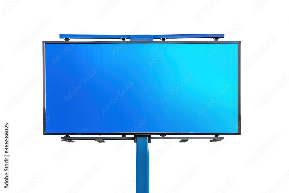 Obraz premium Large blank blue billboard isolated on transparent background. ready for advertising design or commercial message.