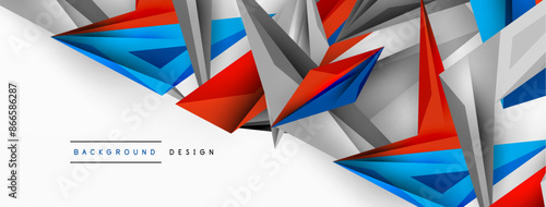 Minimal geometric abstract background. Low poly dynamic triangle design. Trendy techno business template for wallpaper, banner, background or landing