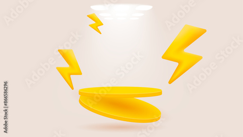 yellow 3d podium with bolts. great for flash sale banner design