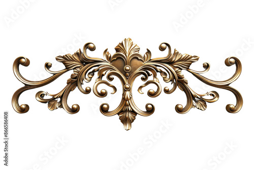 Ornate vintage gold decorative element with intricate design details, perfect for embellishments, framing, or luxury design projects.