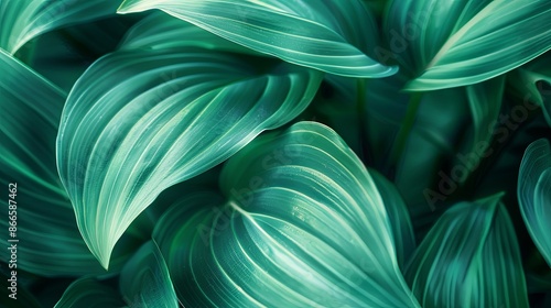 Green tropical plant close-up