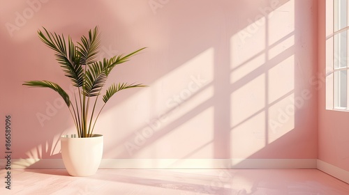 Soft Pink Living Room with Plant © AI imagebank