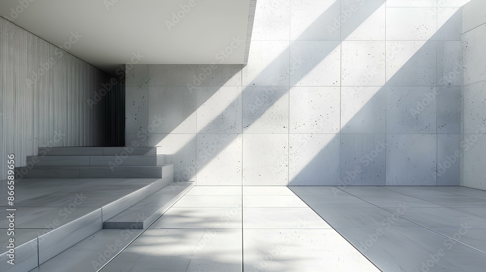 Obraz premium Clean minimalist room with sunlight and white walls
