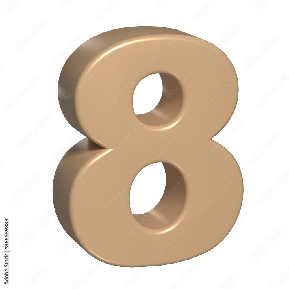 3d number eight 8 golden or bronze shining typography symbol or sign template, realistic illustration. Gold eighth digit or figure for numbering 3d number eight 8 golden or bronze shining typography symbol or sign template, realistic illustration. Gold eighth digit or figure for numbering