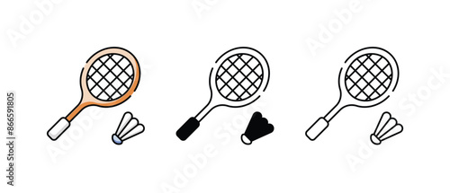 Badminton icons vector set stock illustration