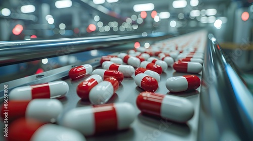 Pharmaceutical Medicine Tablet Pill Production Line. 3d Illustration. AI generated illustration