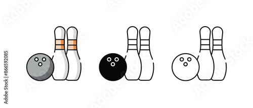 Bowling icons vector set stock illustration