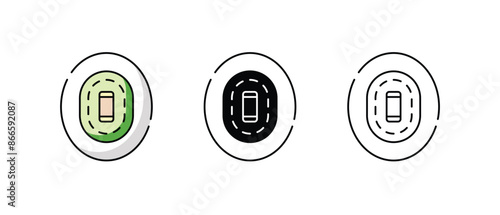 Cricket Ground icons vector set stock illustration