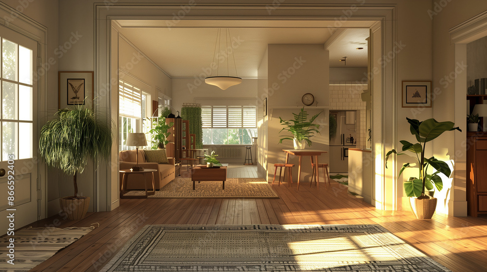 Fototapeta premium Interior of a modest American suburban house