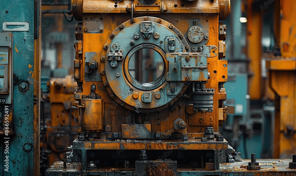 Metal shaped by dynamic hydraulic presses in an industrial setting. Metal shaped by dynamic hydraulic presses in an industrial setting.