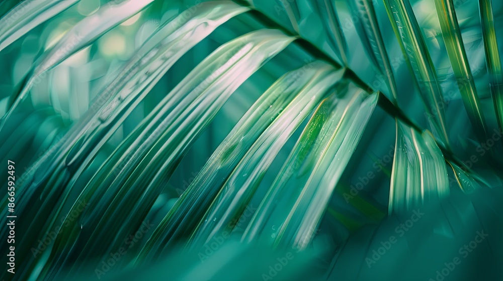 Green tropical plant close-up Green tropical plant close-up