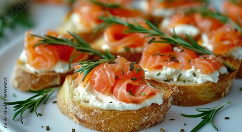 Rosemary and Smoked Salmon Crostini Appetizers