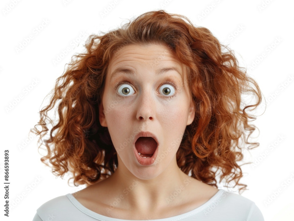 A woman with red hair and a surprised expression on her face A woman with red hair and a surprised expression on her face