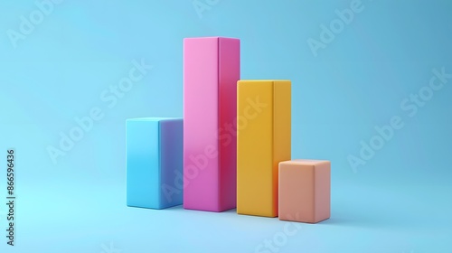 Colorful 3D bar graph on a blue background representing data visualization and business analytics in pastel shades Free Download Colorful 3D bar graph on a blue background representing data visualization and business analytics in pastel shades - GFXLoad