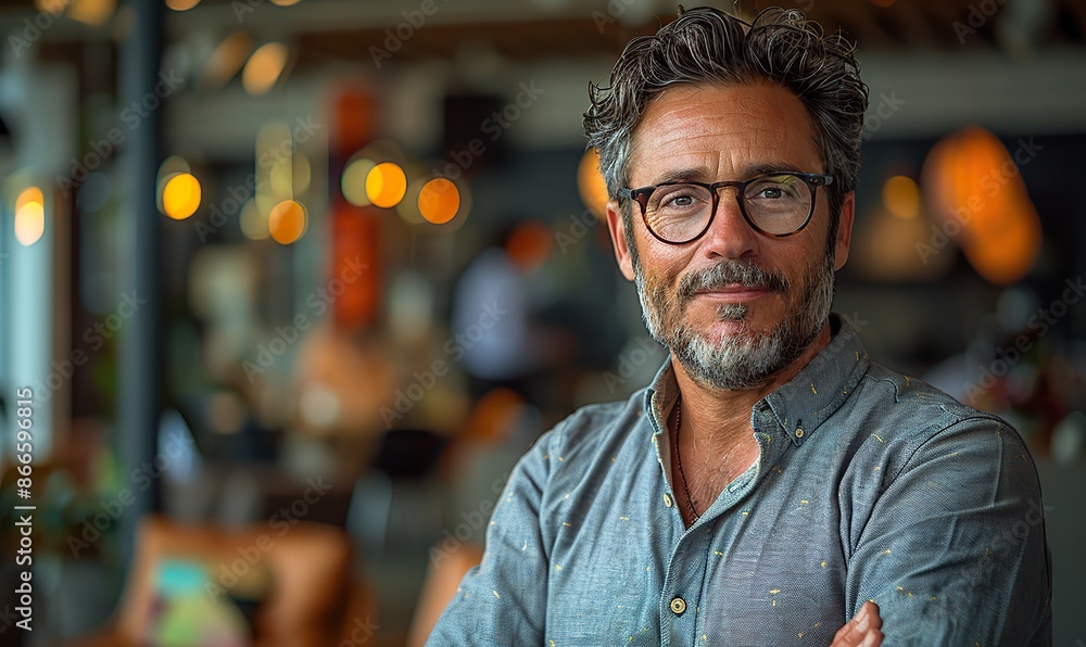 A portrait of a successful businessman's journey in a vibrant modern startup office. A portrait of a successful businessman's journey in a vibrant modern startup office.