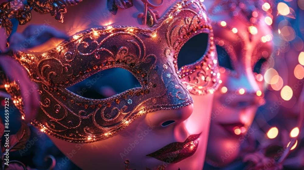 Decorative carnival mask with sparkling lights Decorative carnival mask with sparkling lights