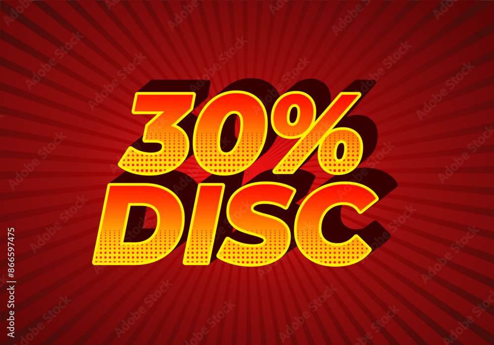 30 percent discount. Text effect in 3D style with good colors 30 percent discount. Text effect in 3D style with good colors