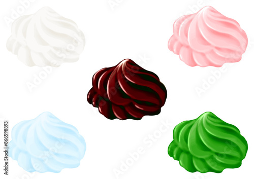 絞りだしたホイップクリーム　5種セット  デコレーション　パーツ
