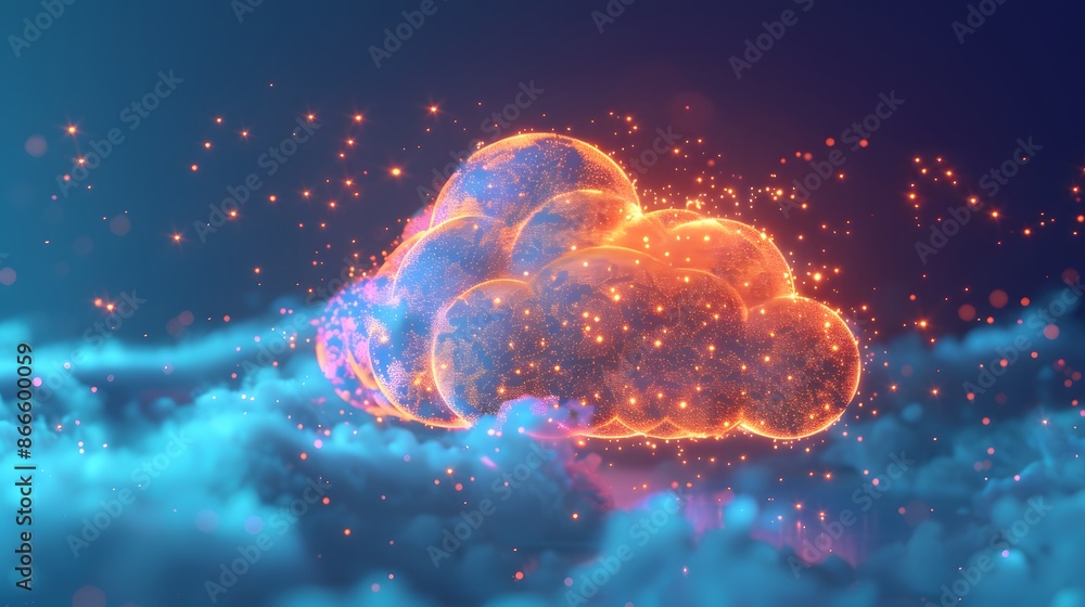 Glowing Cloud with Sparkles in Night Sky Glowing Cloud with Sparkles in Night Sky