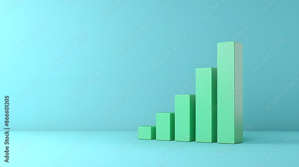 Minimalist 3D bar graph on a teal background, representing data visualization, business growth, or statistical analysis. Minimalist 3D bar graph on a teal background, representing data visualization, business growth, or statistical analysis.