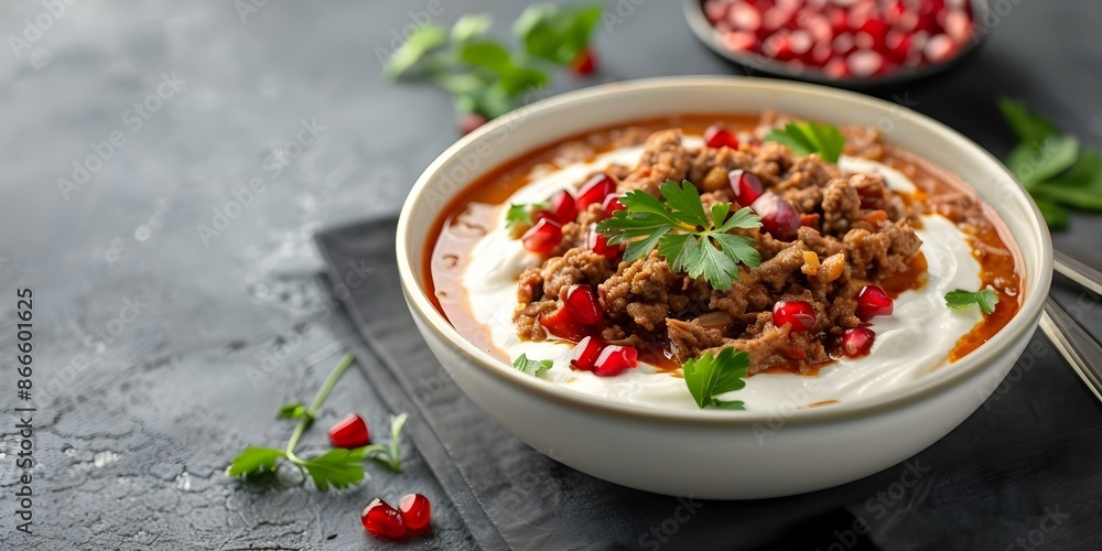 Chiles en Nogada A Classic Mexican Dish with Picadillo, Walnut Cream, and Pomegranate. Concept Mexican Cuisine, Chiles en Nogada, Traditional Recipes, Pomegranate Dishes, Walnuts in Cooking Chiles en Nogada A Classic Mexican Dish with Picadillo, Walnut Cream, and Pomegranate. Concept Mexican Cuisine, Chiles en Nogada, Traditional Recipes, Pomegranate Dishes, Walnuts in Cooking