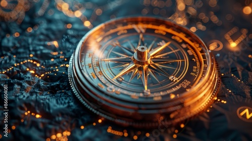 Wallpaper Mural Closeup of Vintage Compass on a Dark Background Torontodigital.ca