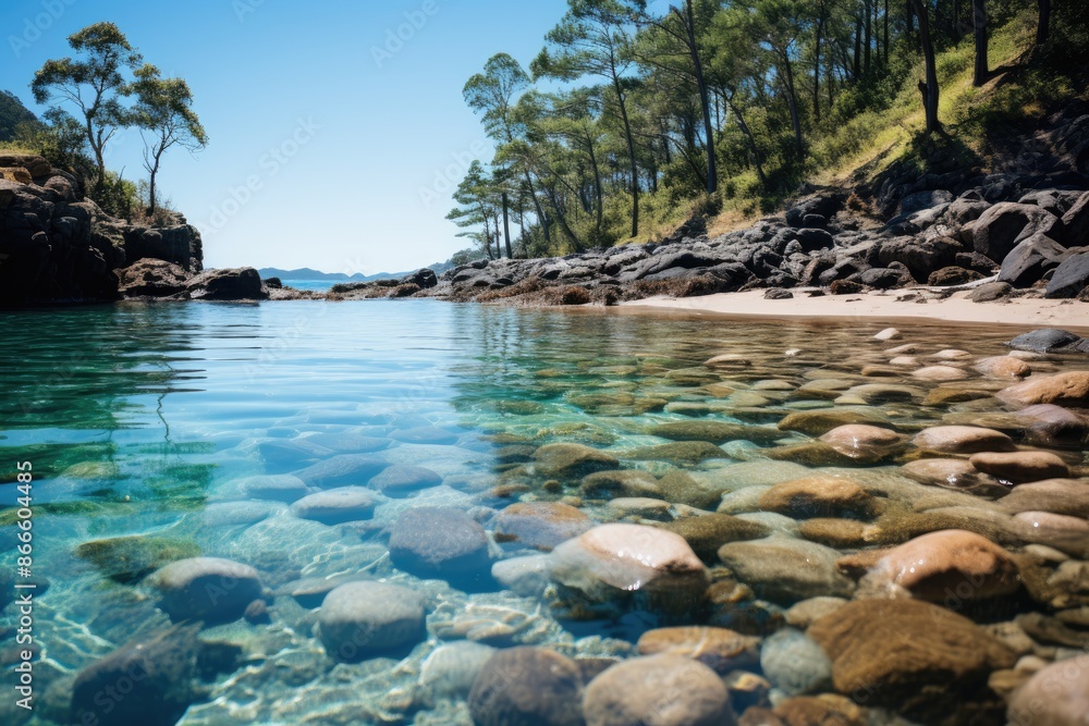 Noosa, Australia, the Cooloola National Reserve (Cooolola National Park), with untouched coastal landscapes., generative IA Noosa, Australia, the Cooloola National Reserve (Cooolola National Park), with untouched coastal landscapes., generative IA