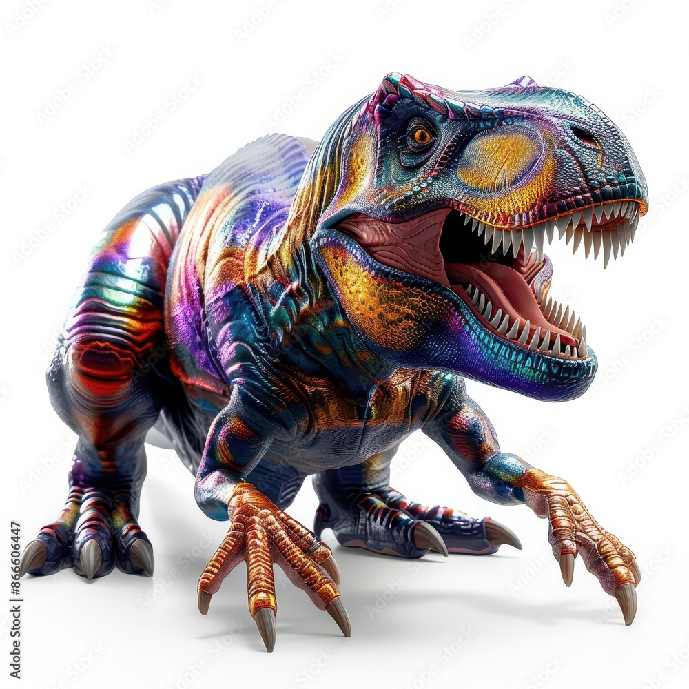 Fototapeta premium colorful dinosaur statue on a white background