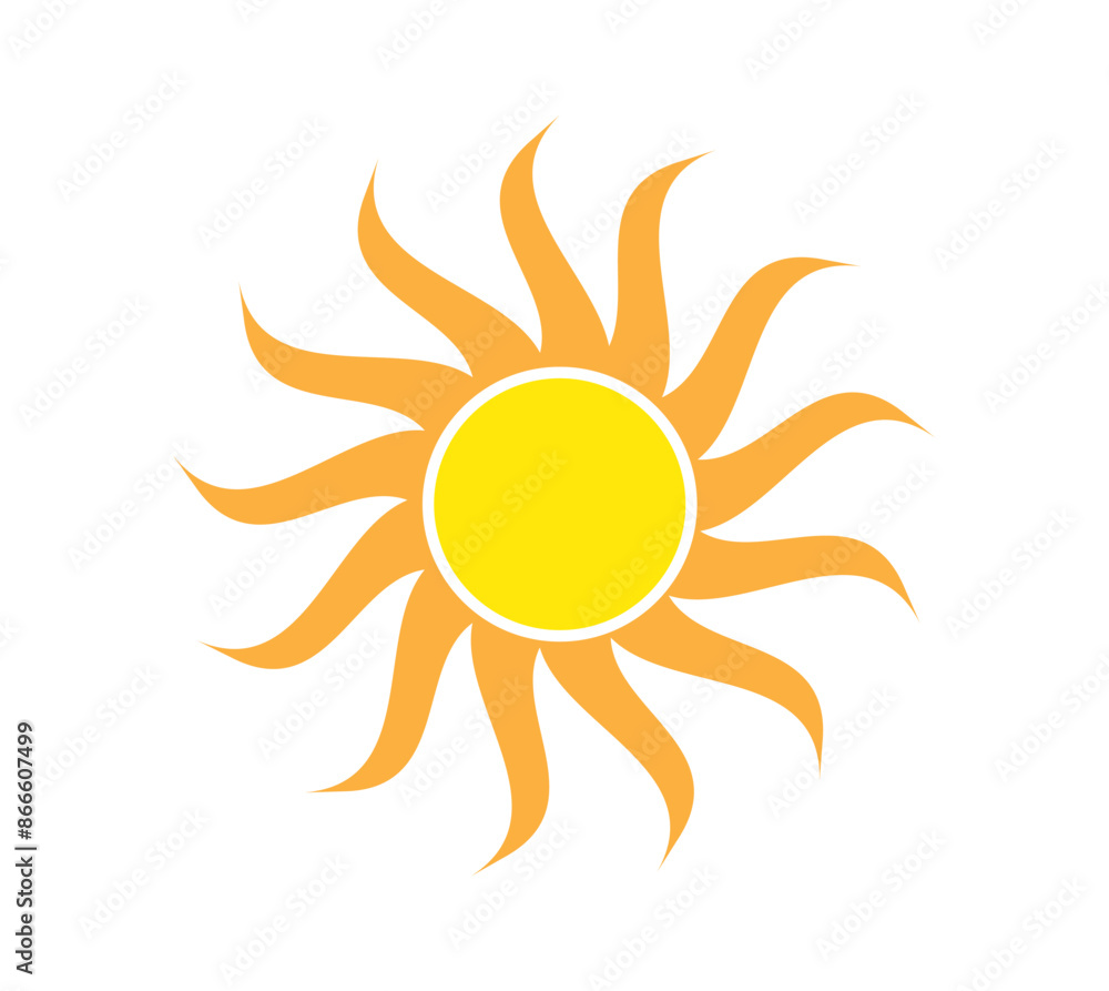 Sun icon isolated on white background. Sunshine, Sunset. Solar icon. Decorative circle full. Vector illustration Sun icon isolated on white background. Sunshine, Sunset. Solar icon. Decorative circle full. Vector illustration