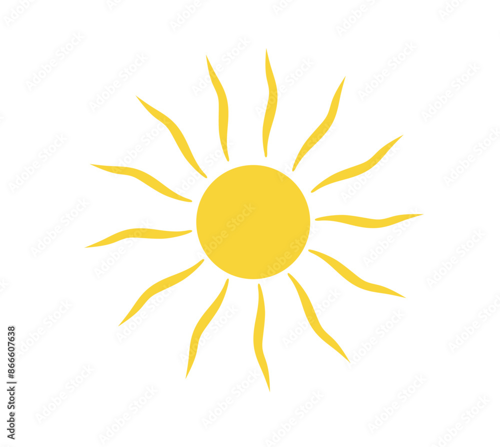 Sun icon isolated on white background. Sunshine, Sunset. Solar icon. Decorative circle full. Vector illustration Sun icon isolated on white background. Sunshine, Sunset. Solar icon. Decorative circle full. Vector illustration