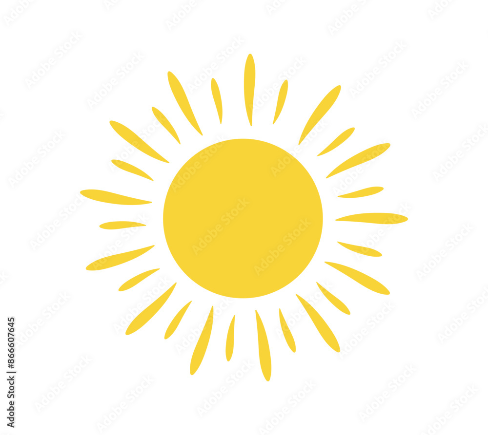 Sun icon isolated on white background. Sunshine, Sunset. Solar icon. Decorative circle full. Vector illustration Sun icon isolated on white background. Sunshine, Sunset. Solar icon. Decorative circle full. Vector illustration