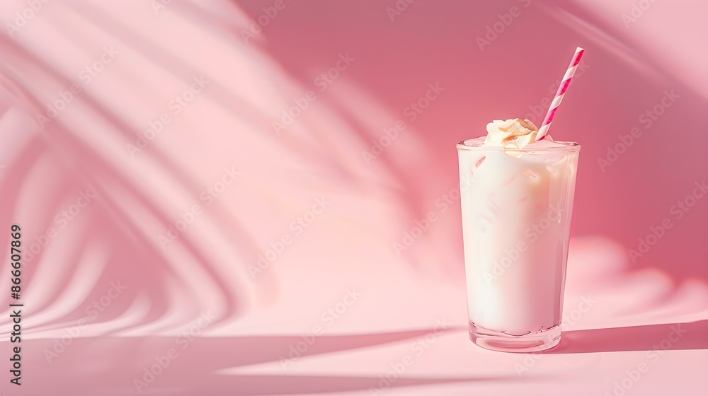 Ivory Summer Drink on a pink Background with Sunlight and Shadows Ivory Summer Drink on a pink Background with Sunlight and Shadows