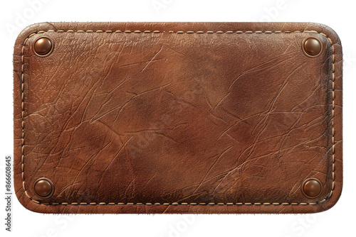 Leather label isolated on transparent background