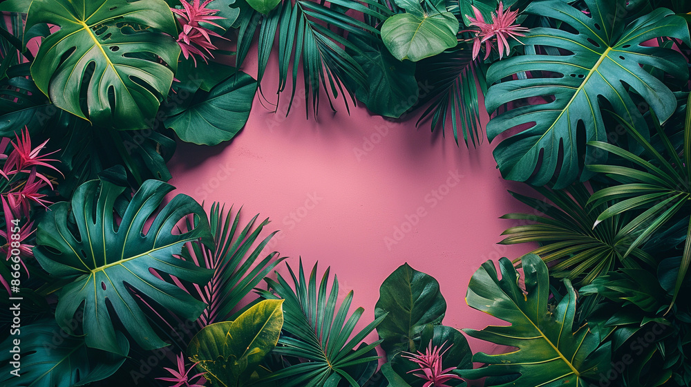 Tropical Palm leaves. Summer exotic frame background with place for text Tropical Palm leaves. Summer exotic frame background with place for text