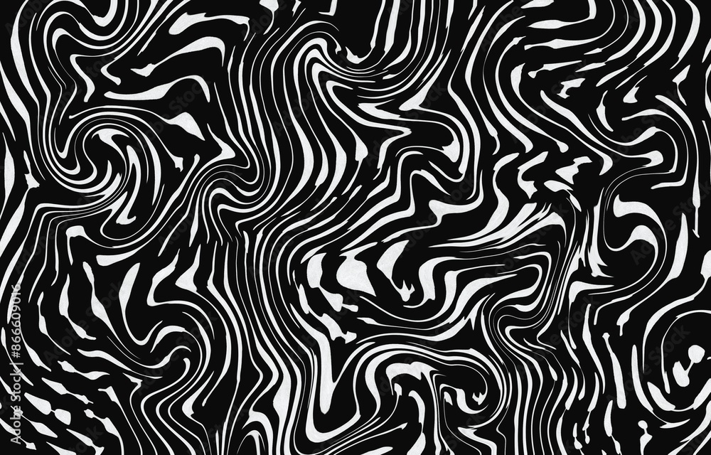 White wavy swirling liquid lines isolated on horizontal ratio black dark background template. Simple flat monochrome black and white colored wallpaper. White wavy swirling liquid lines isolated on horizontal ratio black dark background template. Simple flat monochrome black and white colored wallpaper.