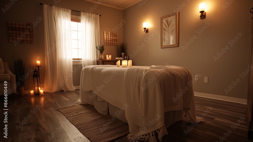 Cozy Bedroom Interior With Soft Lighting And Comfortable Bed