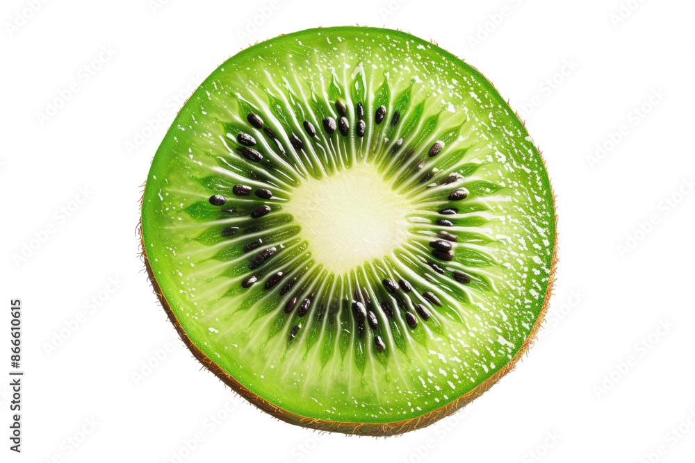 Mouth watering kiwi slice isolated on transparent background