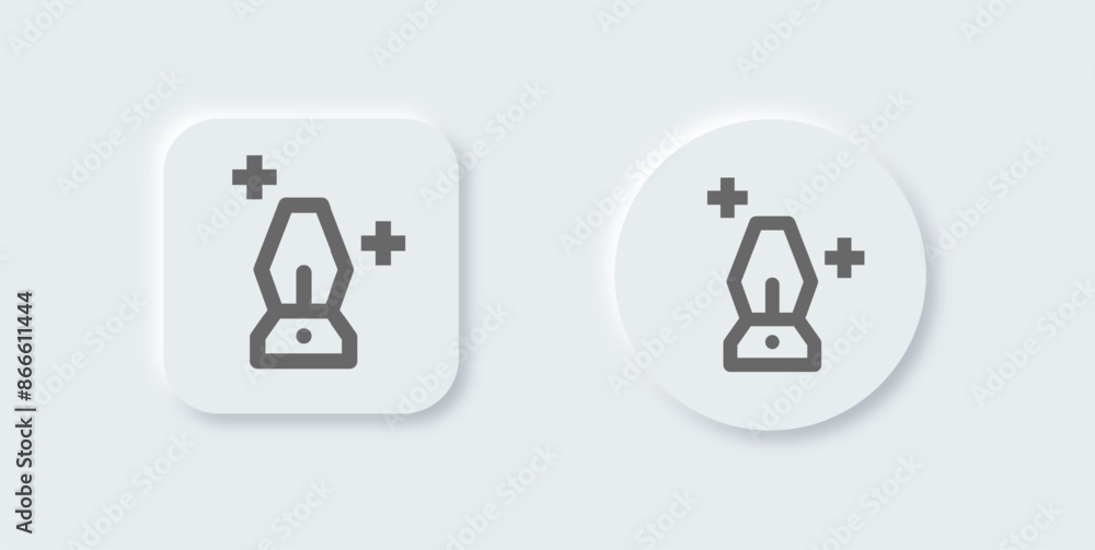 Latern lamp line icon in neomorphic design style. Light signs vector illustration. Latern lamp line icon in neomorphic design style. Light signs vector illustration.