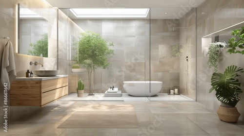 Sleek Modern Bathroom with Minimalist Design and Natural Elements