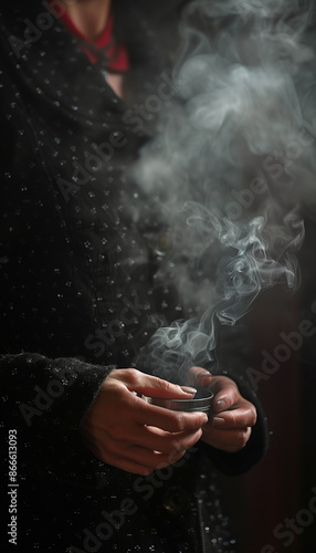 smoke in the hands of the person