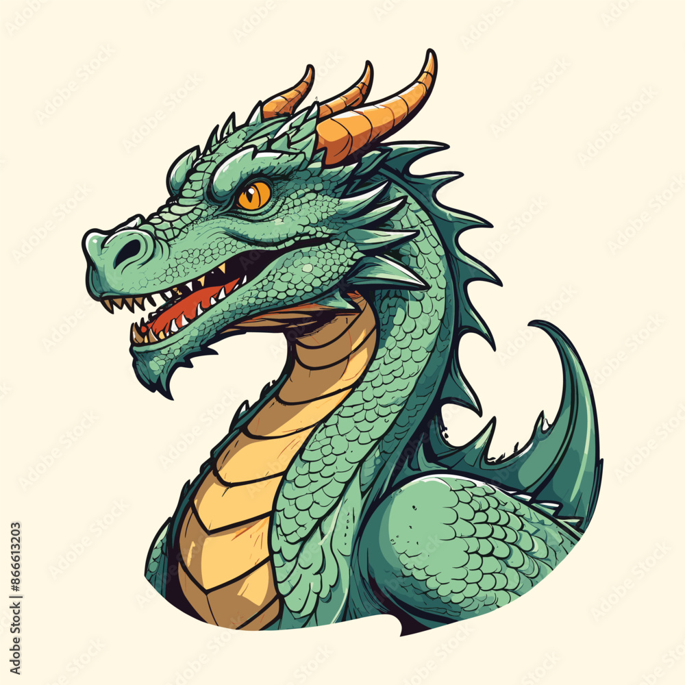Dragon Cartoon Engraved Illustration Dragon Cartoon Engraved Illustration
