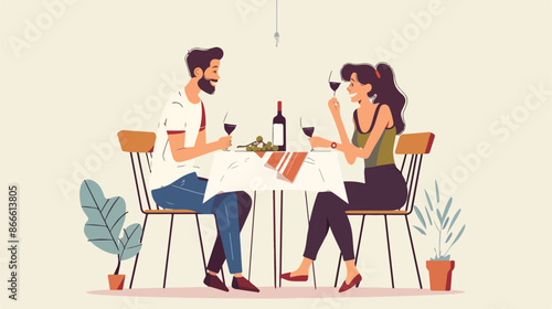 People at romantic dinner concept. Man and woman sitting
