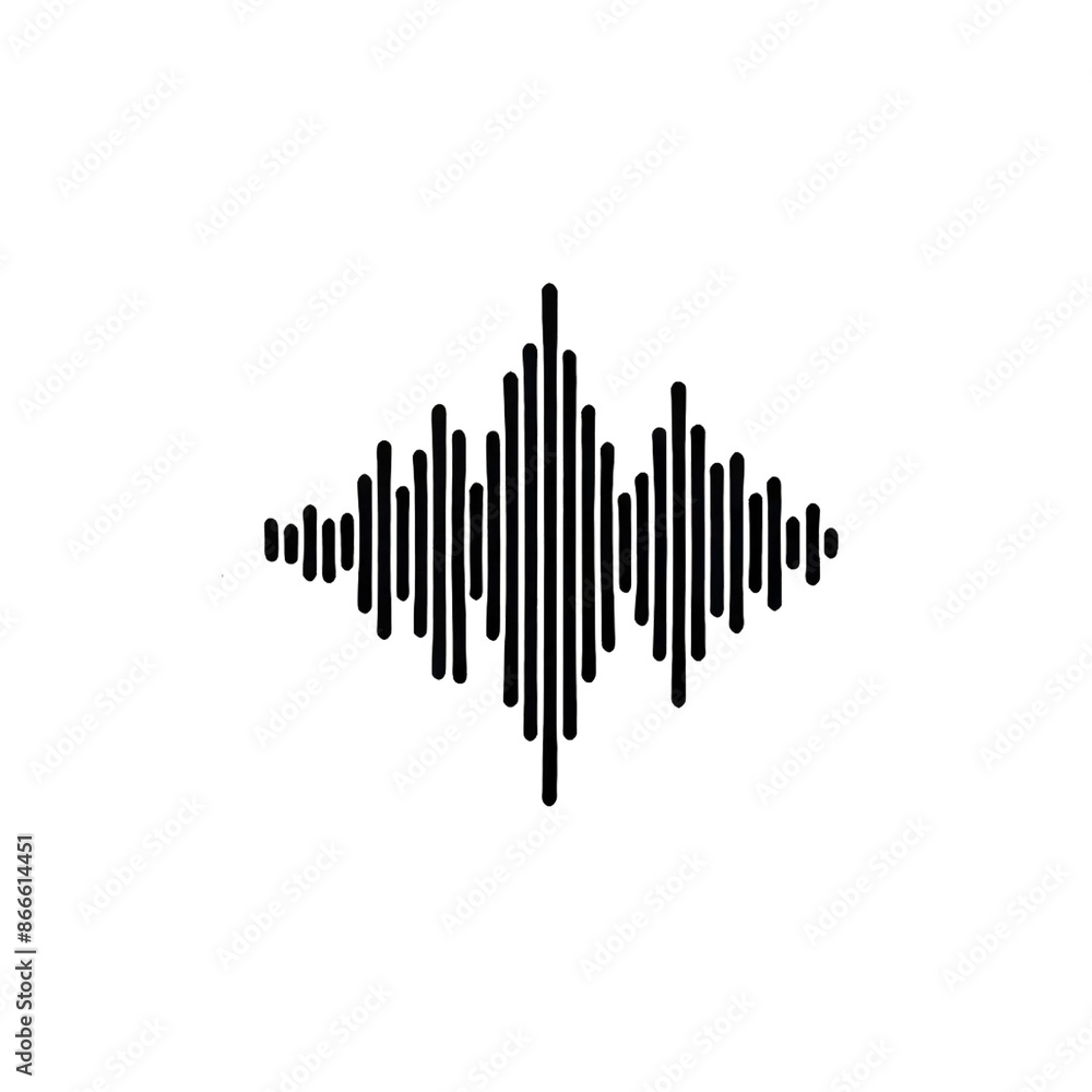 A black sound wave pattern, depicted on a transparent background. The sound wave have a clean and simple design A black sound wave pattern, depicted on a transparent background. The sound wave have a clean and simple design