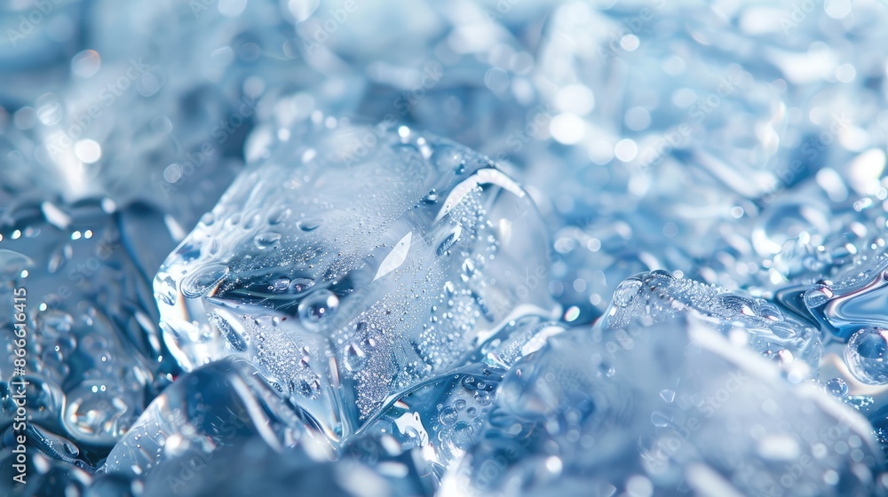 Close-up of crystal-clear ice cubes, perfect for a refreshing and cool wallpaper Close-up of crystal-clear ice cubes, perfect for a refreshing and cool wallpaper