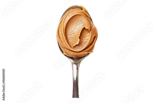 Peanut butter in a spoon isolated on transparent background
