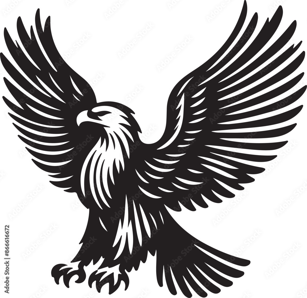 Obraz premium Flying Eagle silhouette on a white background