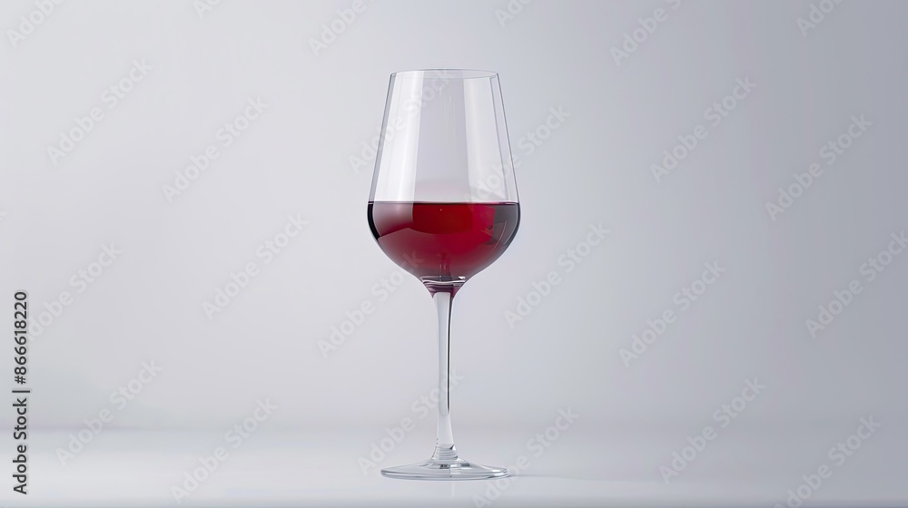 Detailed shot of a red wine glass on a pure white background, enhancing its visual appeal Detailed shot of a red wine glass on a pure white background, enhancing its visual appeal