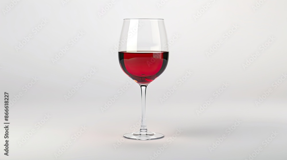 Detailed shot of a red wine glass with pristine clarity on white, ideal for mockups Detailed shot of a red wine glass with pristine clarity on white, ideal for mockups